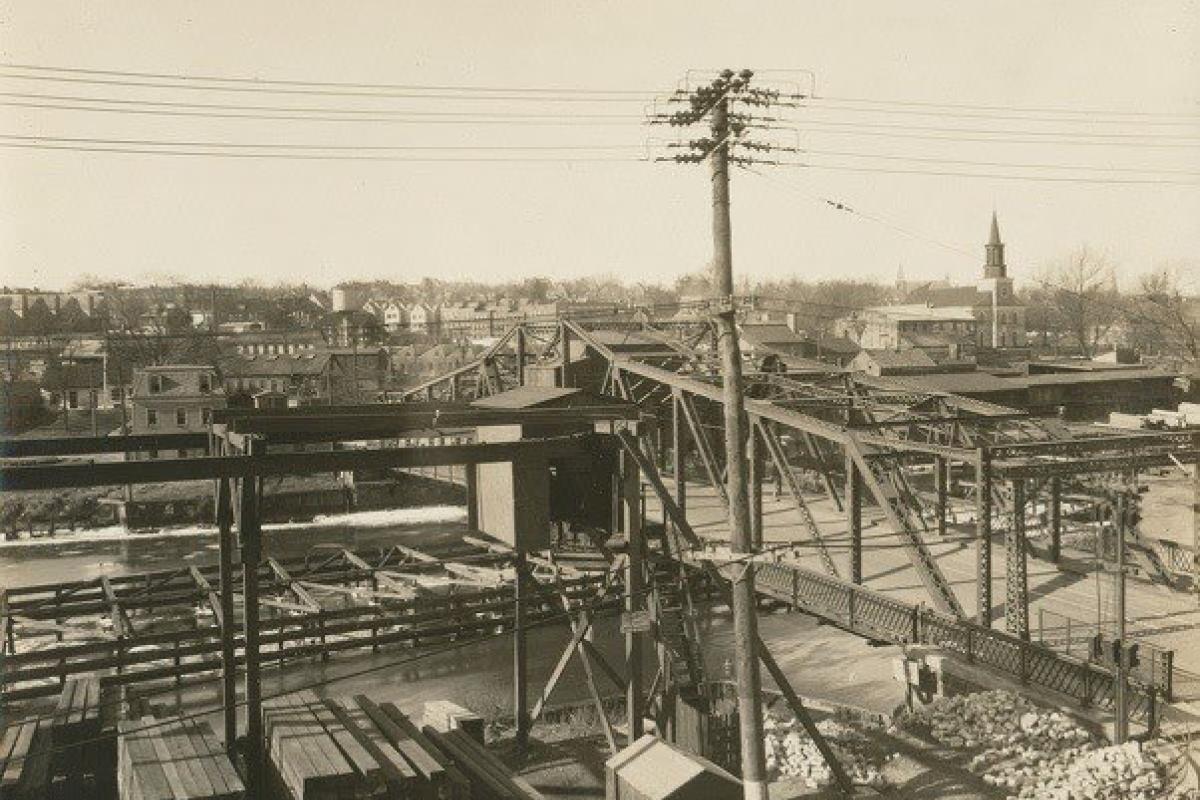 Old Gregory Ave. Bridge, looking into Passaic from Anderson Lumber Co.