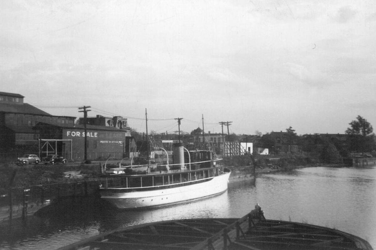 Anderson Lumber Co. Photo taken from Bridge. Passaic River had many boat docks