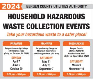 2024 BERGEN COUNTY HOUSEHOLD HAZARDOUS WASTE COLLECTION EVENTS