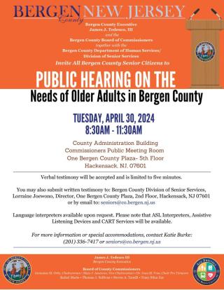 Public Hearing on the Needs of Older Adults in Bergen County