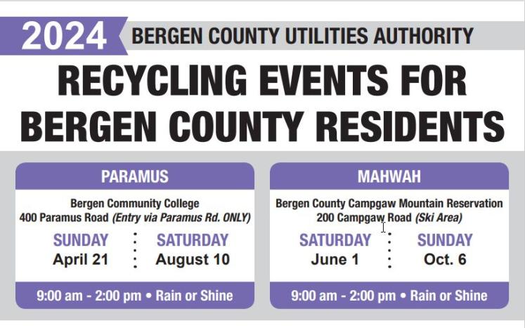 2024 BERGEN COUNTY RECYCLING EVENTS