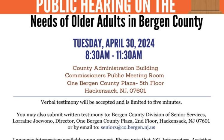 Public Hearing on the Needs of Older Adults in Bergen County